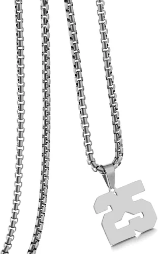 Vista 19 de Collar de Número Dorado para Hombre, Cadena de Acero Inoxidable con Colgante de Número para Atletas, Joyería Deportiva Personalizada para Niños