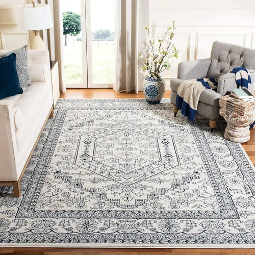 Vista 73 de SAFAVIEH ADR108B - Tapete de la colección Adirondack, 2 pies 1 pulgada x 6 pies, marfil y plateado, diseño de medallón oriental, no desprende