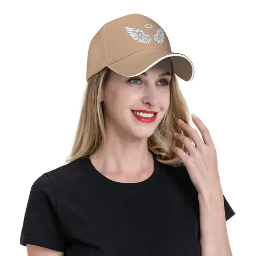 Vista 8 de Sombreros de sándwich de alas de ángel para adultos, gorras de béisbol para papá, gorras deportivas, ajustables, clásicas, lavables para hombres