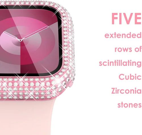 Vista 213 de Surace Bling - Carcasa con protector de pantalla para Apple Watch Series 3, 2, 1 de 1.496 pulgadas