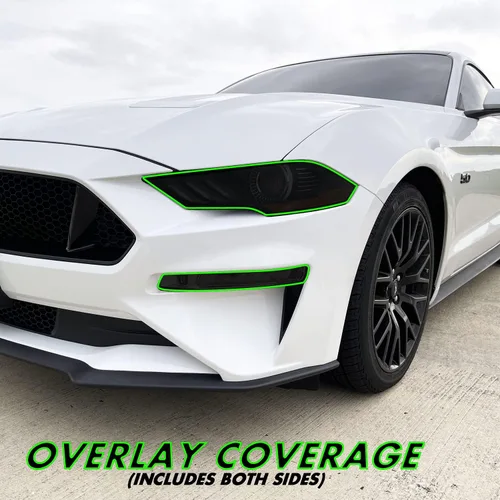 Vista 2 de SlickMod Vinilo precortado tintado en humo para faro delantero y antiniebla de Ford Mustang 2018-2021