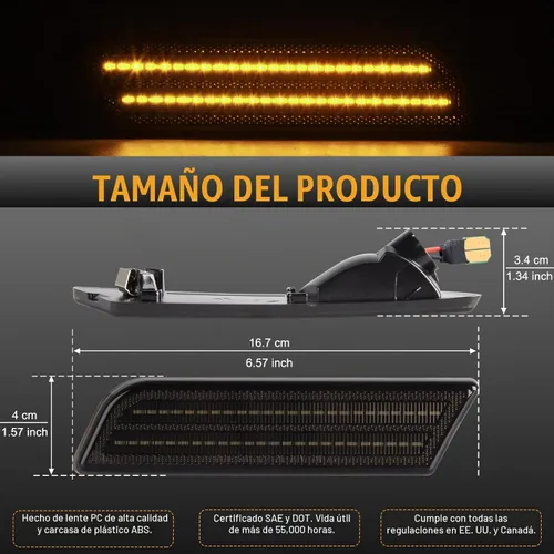 Vista 5 de Gempro Luces de Marcador Lateral LED para Ford Transit Connect 2010-2013 Ámbar Refledores de Parachoques Delantero Lámparas Lente Ahumada, 2 Piezas