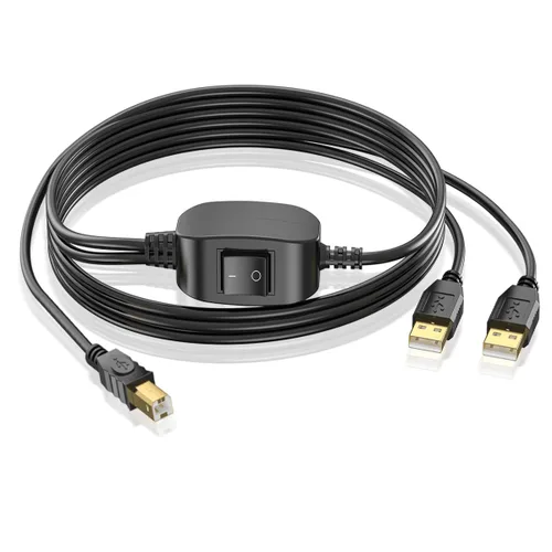 Vista 9 de Divisor de cable de impresora de 5 pies+5 pies para 2 computadoras USB/portátiles usando 1 impresora 1 In 2 Out USB-A to USB-B Extender Cord