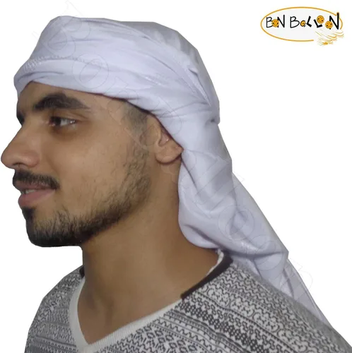Vista 4 de bonballoon Turbante blanco Imama Pagri tela musulmán islámico algodón Salah Slalat Safa Sunnah Arafat bufanda árabe Keffiyeh Kafiya Wrap Head
