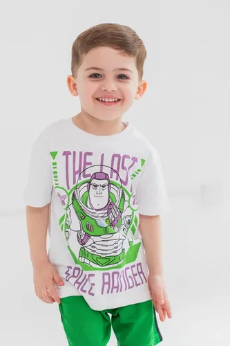 Vista 2 de Disney Pixar Toy Story Woody Buzz Lightyear Bo Peep Rex - Conjunto de camiseta atlética y pantalones cortos de malla, para bebés y niños pequeños