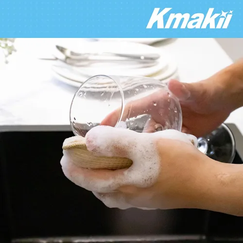 Vista 8 de KMAKII Esponjas de cocina de bambú, esponja para platos, esponjas de limpieza súper absorbentes, paquete de 12