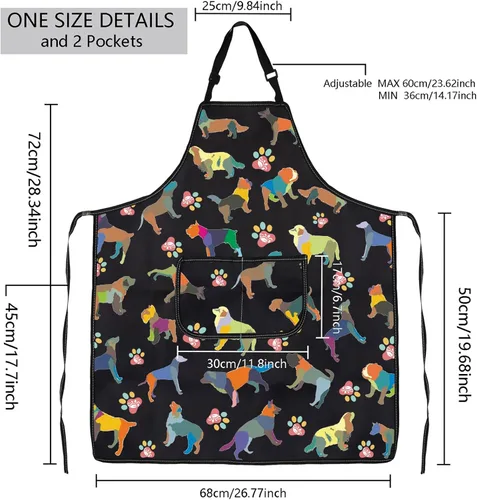 Vista 2 de MBMSO Delantal de aseo para perros con bolsillo, regalo colorido para amantes de los perros para peluqueros
