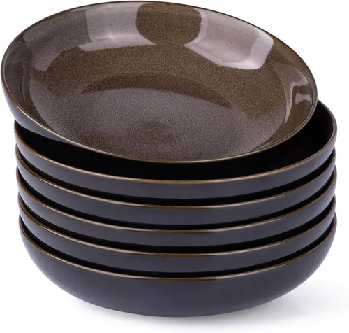 Vista 9 de LERATIO Tazones para pasta, cuencos de cerámica para pasta de 38 onzas, juego de 4 cuencos de pasta esmaltada reactiva de 9.0 pulgadas, aptos