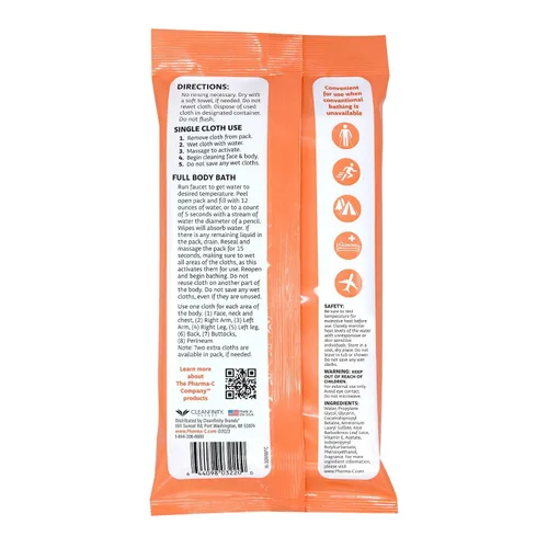 Vista 3 de The Pharma-C Company - Paños de baño activados por agua, sin enjuague, paños gruesos y pretratados (36 paquetes de 10 toallitas)