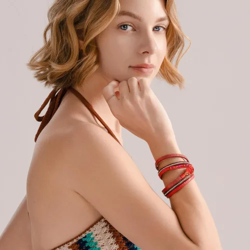 Vista 248 de FANCY SHINY - Pulsera de cuero estilo bohemio, pulsera de cuentas de cristal con cierre magnético, regalos de joyería para mujer
