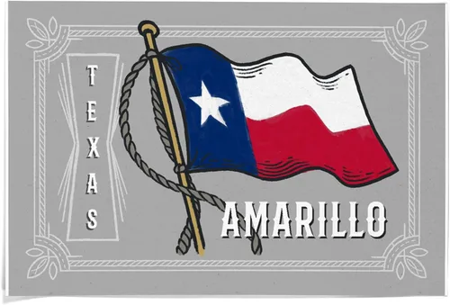 Vista 10 de Lantern Press 16x24 Inch Giclee Art Print Wall Decor, Amarillo, Texas, Waving State Flag, State Series