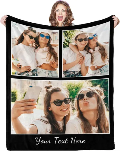 Vista 36 de Mantas personalizadas con fotos, 1 foto, manta personalizada, regalos personalizados para mamá, papá, pareja, novia, novio, esposa, marido, 8 tamaños