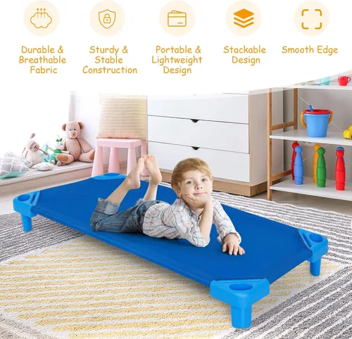 Vista 7 de KOTEK Catres apilables para niños, catres portátiles para niños pequeños, 52 pulgadas de largo x 23 pulgadas de ancho, listas para montar, ahorro