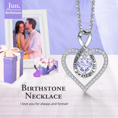 Vista 3 de LIANYU 925 Sterling Silver Necklace for Women, Heart Necklace for Women Birthday Gifts for Women Girlfriend Wife Gifts for Anniversary Infinity