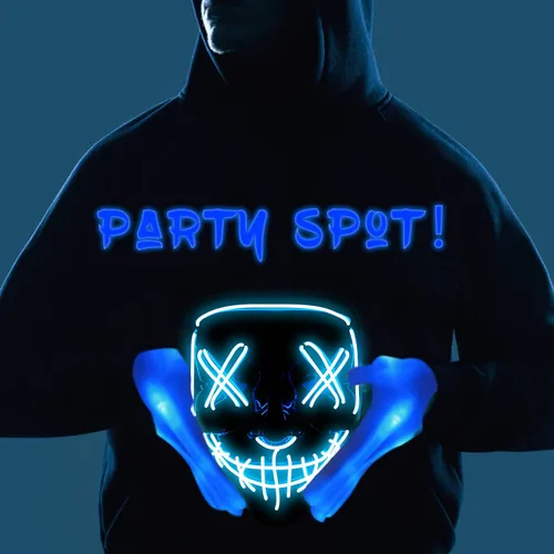 Vista 5 de Party Spot Light Up Halloween Mask For Kids Purge Mask With Gloves Scary Scream Anonymous Mask Hacker Mask With 3 Modes