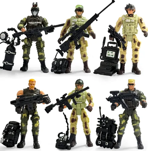 Vista 11 de 12 piezas de figuras de acción de hombres del ejército, juego de juguetes de soldados militares para niños, figura de acción de hombres del ejército