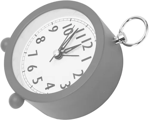 Vista 9 de soobu Reloj despertador circular, pequeño despertador circular alimentado por batería con botón de encendido y apagado para dormitorio de noche