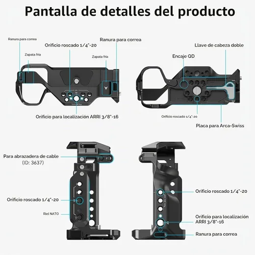 Vista 2 de SmallRig Kit de jaula para cámara A7 III / A7R III para Sony Alpha 7 III/Alpha 7R III, jaula completa con mango superior para ARRI y abrazadera