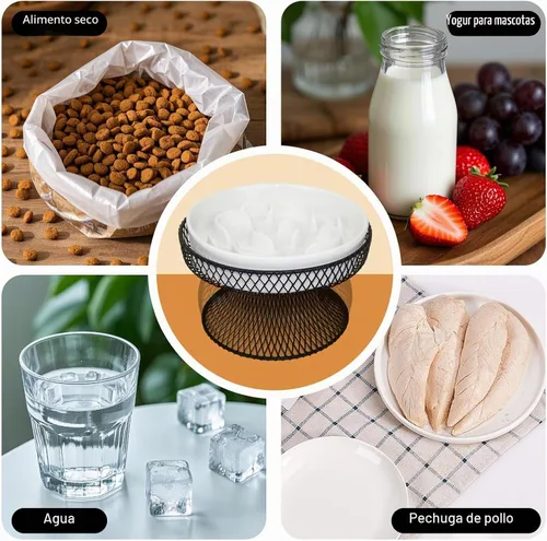Vista 6 de Tazón de alimentación lenta elevado de cerámica para gatos, plato elevado con soporte, tazón lento para comida húmeda y seca, comedero para mascotas