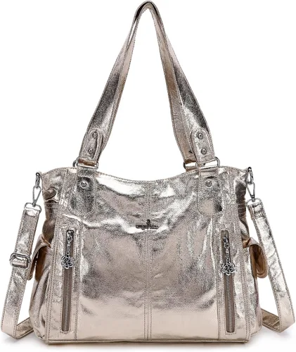 Vista 9 de Angel Kiss Bolsos para mujer con tiras en la parte superior, bolso estilo Hobo, bolsas de hombro espaciosas y casuales, cartera estilo Tote de PU