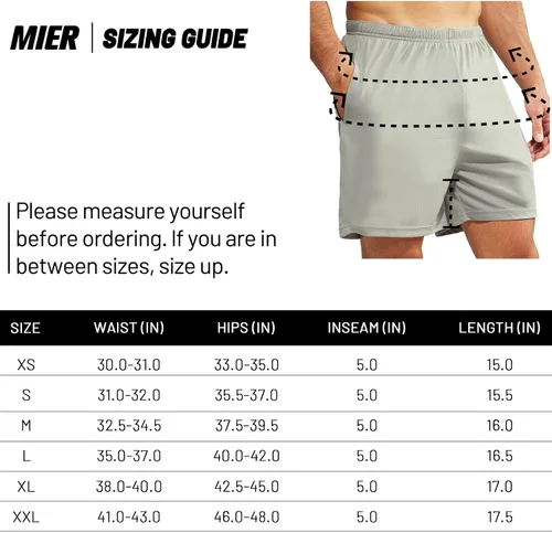 Vista 7 de MIER Men's 3''5'' Athletic Running Shorts with Liner Quick Dry Active Lightweight Gym Sports Workout Shorts for Men