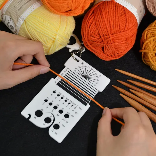Vista 3 de UPTTHOW - Regla combinada multifuncional WPI para hilanderos Acrylic guide, combo guage, needle gauge spinning control card, crochet accessories