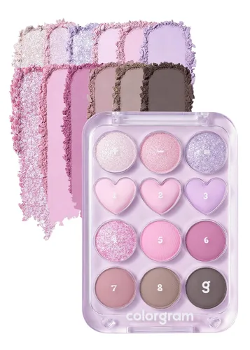 Vista 13 de COLORGRAM Paleta de sombras de ojos Pin Point 01 Peach+Coral = Ultra mezclable mate, purpurina, tonos brillantes para maquillaje diario Paleta
