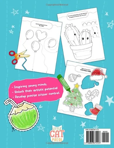 Vista 2 de Scissor Skills Basic Cutting Practice and Coloring Activity Workbook for Kids Preschool Ages 3-5 to Learn, Develop Their Brain, and Strengthen