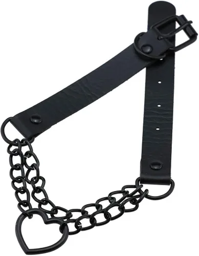 Vista 6 de SNOLLOWYY Heart Leather Choker Punk PU Necklace Goth Choker Soft Collar Chain for Women Girls Gifts