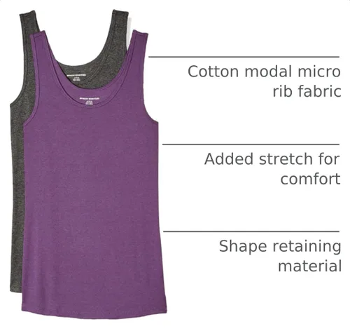 Vista 4 de Amazon Essentials - Camiseta sin mangas de corte entallado para mujer Carbón jaspeado/morado oscuro