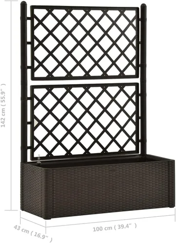 Vista 8 de Cama elevada de jardín con enrejado y sistema de riego automático, cama de jardín elevada, soporte de maceta elevado con estantes abiertos