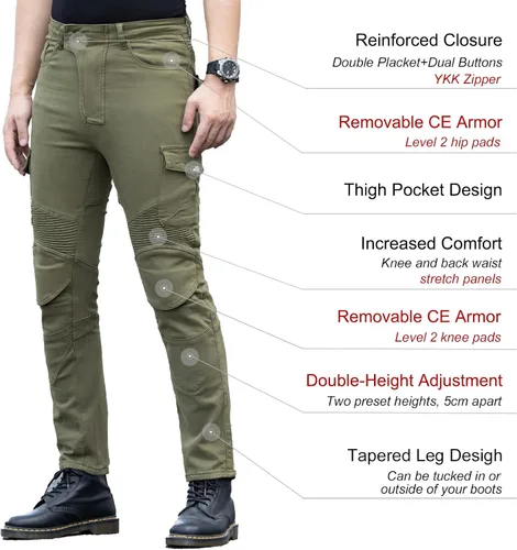 Vista 4 de CTBQiTom Pantalones de motocicleta para hombres Jeans elásticos de montar con armadura CE Nivel 2 Pantalones para desplazamientos urbanos