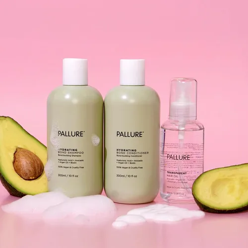 Vista 2 de Pallure Kit hidratante para apoyar el cabello más grueso, voluminoso y de aspecto más completo, infundido con ácido hialurónico, biotina, aguacate