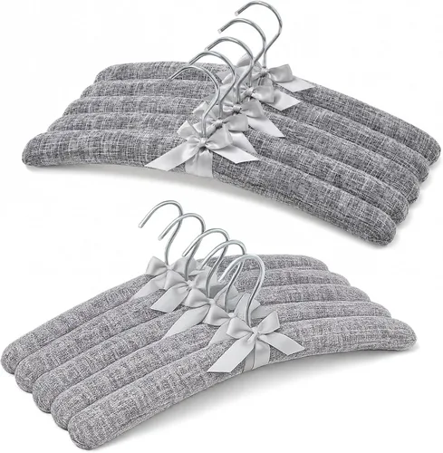 Vista 12 de JS Hanger Percha acolchada para suéteres, perchas extra grandes de 17 pulgadas con cubierta de satén, sin protuberancias de hombro para ropa de Negro