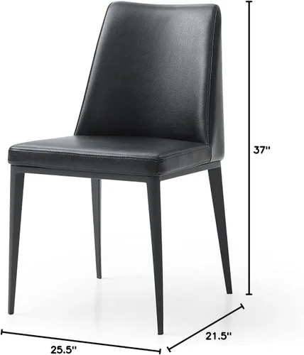 Vista 3 de Whiteline Modern Living Carrie - Silla de comedor con marco de base de acero recubierto de piel sintética negra Negro