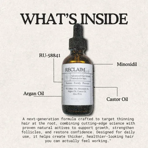 Vista 4 de RU58841 + MINOXIDIL (2.0 fl oz) Suero de apoyo al crecimiento del cabello – Promueve un cabello más grueso y lleno con aceites hidratantes naturales