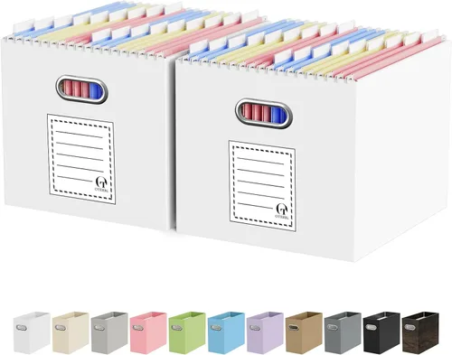 Vista 52 de Oterri Caja Organizadora de Archivos de Cartón para Carpetas Colgantes Tamaño Carta, Caja de Archivos para Escritorio de Computadora, Archivador