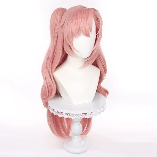 Vista 3 de XiongXiongLe Pelucas de cosplay de anime, Nicole Demara, largo, rosa, ondulado, pelo sintético natural, para mujeres, adultos, Halloween, Navidad