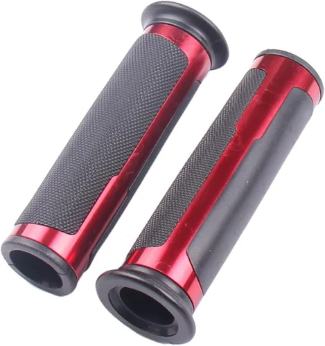 Vista 2 de Agarraderas de gel de manillar de aluminio CNC de motocicleta rojas compatibles para Honda Nighthawk 550 1983