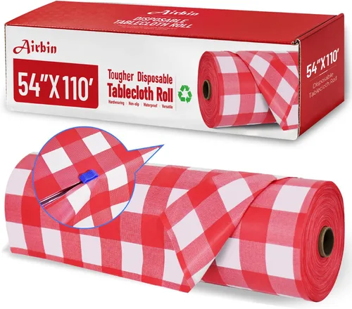 Vista 15 de Mantel de plástico, 110 pies x 54 pulgadas en rollo desechable de plástico