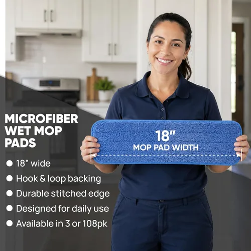 Vista 3 de Microfiber Wholesale Almohadilla de microfibra absorbente de 18 pulgadas, reutilizable, lavable a máquina, repuestos (paquete de 2)