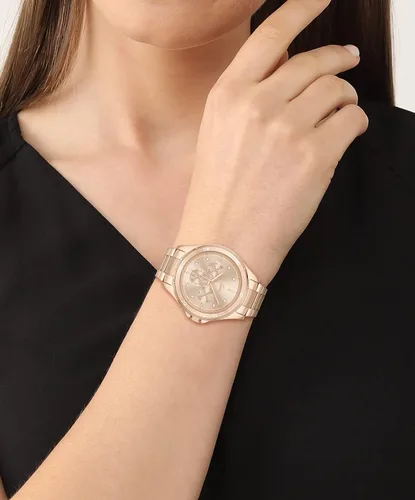 Vista 6 de Lacoste Swing Multi - Reloj de pulsera de cuarzo para mujer de acero inoxidable aluminio y eslabones color clavel Modelo 2001243 Carnation