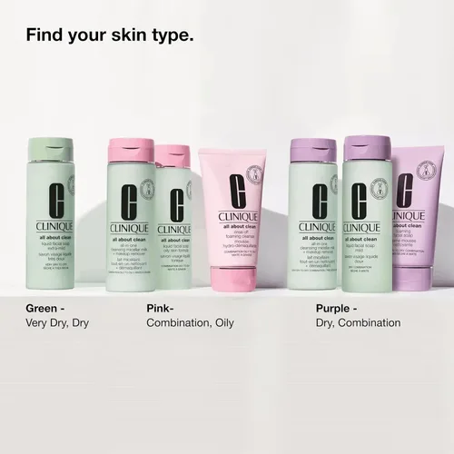Vista 6 de Clinique All About Clean Liquid Facial Soap Mild Gentle Face Cleanser For Dry Combination Skin Type 2 Face Wash Step 1 in 3-Step Skin Care