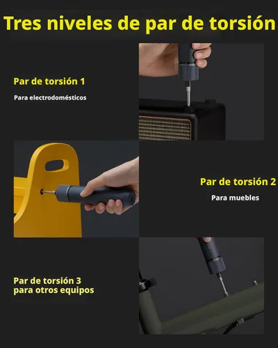 Vista 2 de HOTO Destornillador eléctrico recargable, juego de destornilladores inalámbricos de 3.6 V USB-C, brocas hexagonales de 1/4 pulgadas, 3 ajustes
