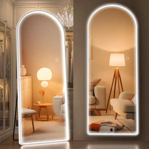 Vista 10 de Hasipu Espejo de Cuerpo Completo de 55" X 18" con Luces, Espejo LED de Arco con Marco Negro de Cuerpo Completo y 3 Temperaturas de Color y Brillo