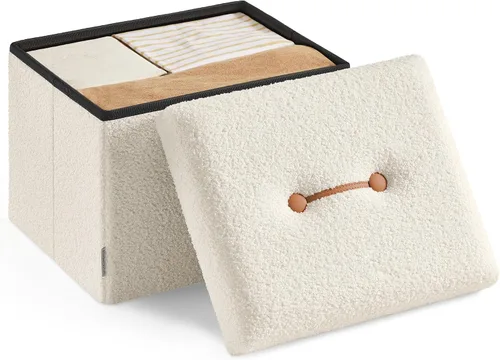 Vista 15 de SONGMICS Otomana pequeña plegable de almacenamiento, taburete reposapiés, 12.2 x 16.1 x 12.2 pulgadas, otomana con almacenamiento, carga de hasta