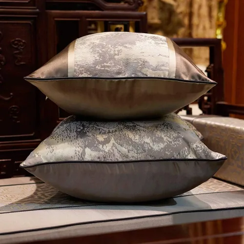 Vista 6 de Avigers - Fundas de cojín decorativas de 18 x 18 pulgadas, estilo chino, gris, con salpicaduras de tinta, fundas de cojín de lujo, fundas