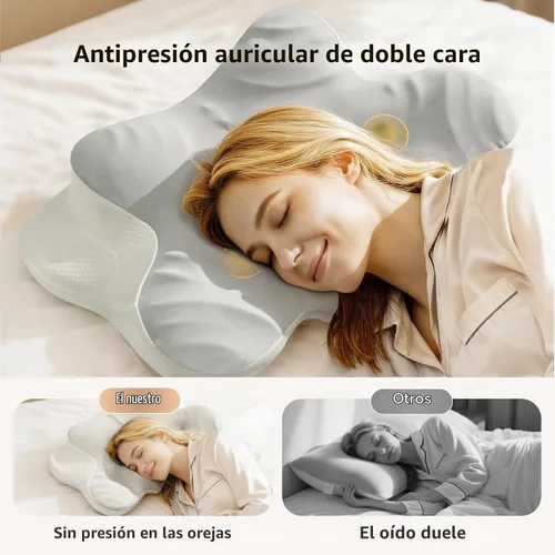 Vista 4 de Almohada cervical para cuello y hombro, almohadas ergonómicas de espuma viscoelástica para dormir, almohada de contorno de zona de alivio dual