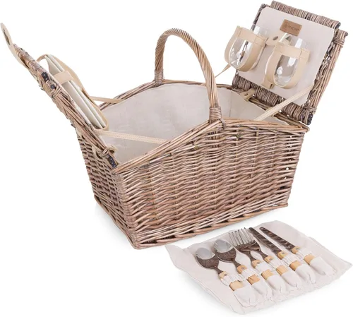 Vista 9 de Picnic Time Piccadilly canasta de pícnic con doble tapa, Colección antología Gris