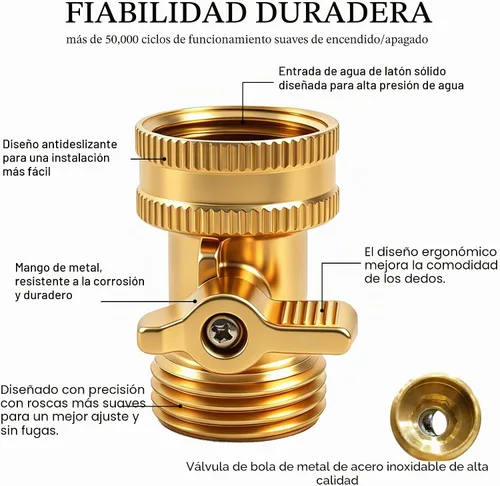 Vista 2 de Xiny Tool Válvula de cierre de manguera de jardín de latón, válvula de cierre de manguera de jardín de latón macizo resistente de 3/4 pulgadas con 4